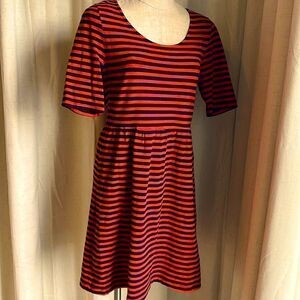 Old Navy Red and Navy Striped Fit & Flare Dress